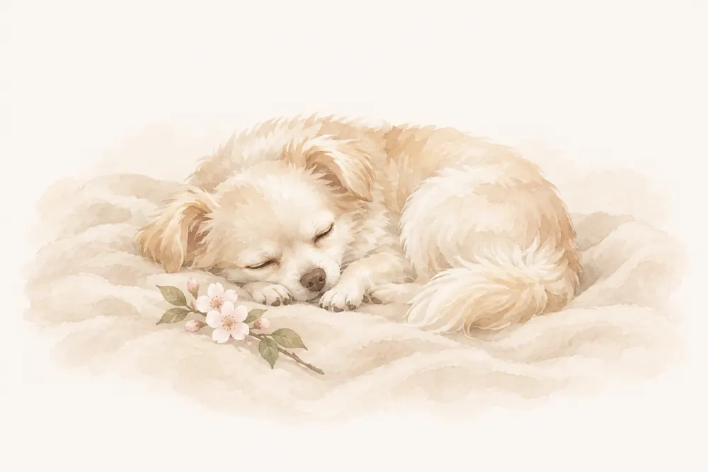 やすらかに眠る子犬のイラスト